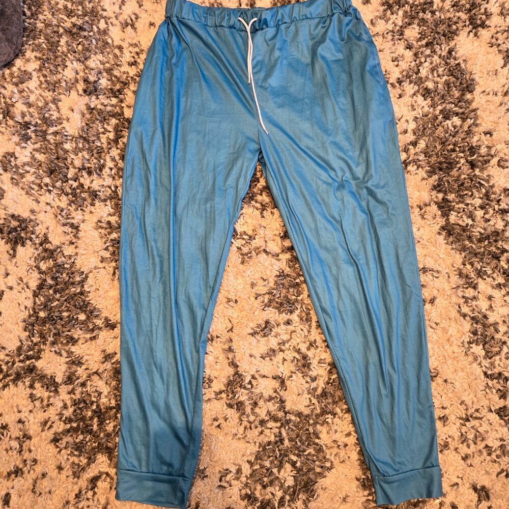 Bright Blue Drawstring Joggers | Size 2XL | Plus Size | Stretch Knit